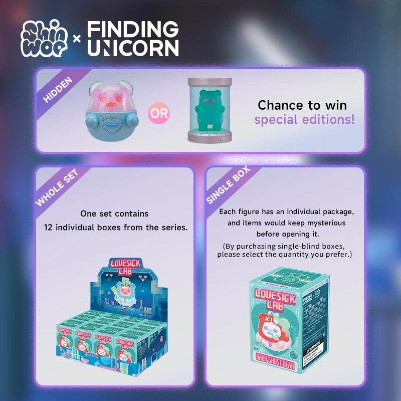 Finding Unicorn ShinWoo Lovesick Lab Series Blind Box Whole Set for 12PCs Gift Kawaii Toy Figures Action Figures Mystery Box