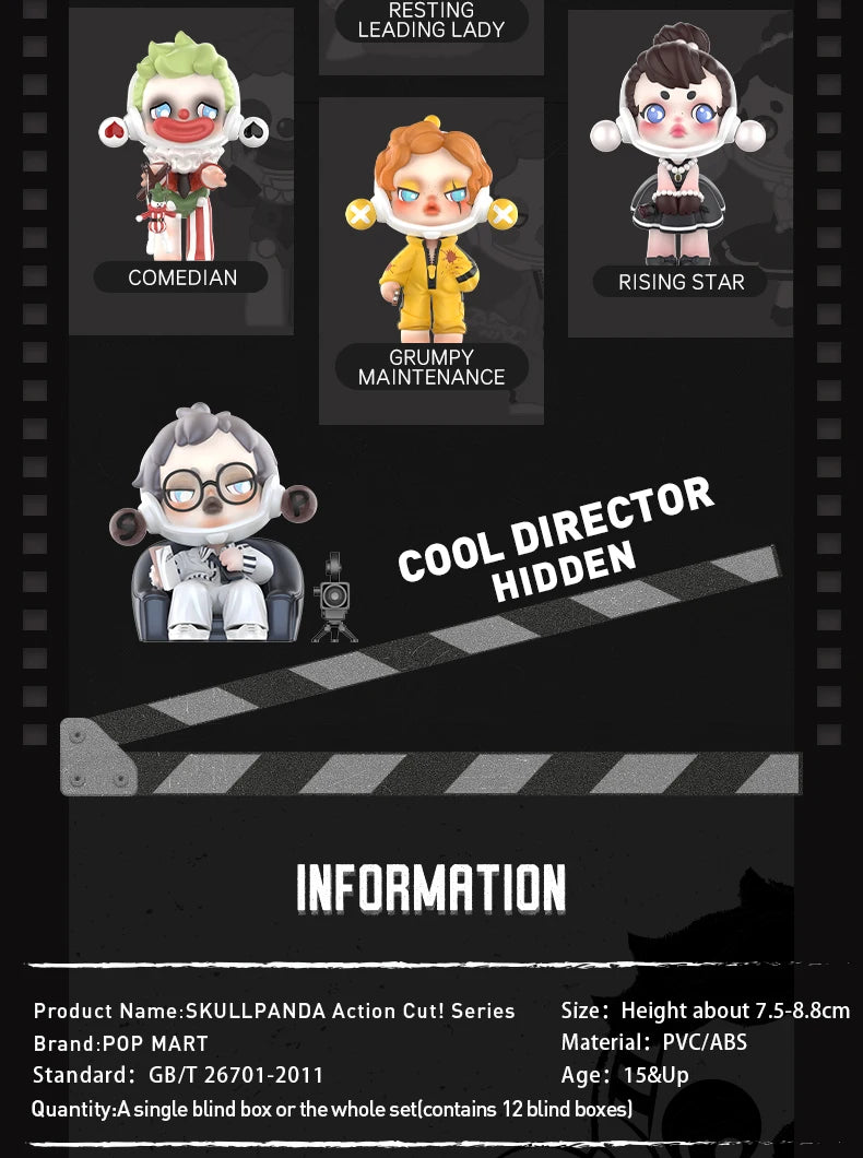 POP MART SKULLPANDA Action Cut! Series Blind Box Figures (Pre-Order)