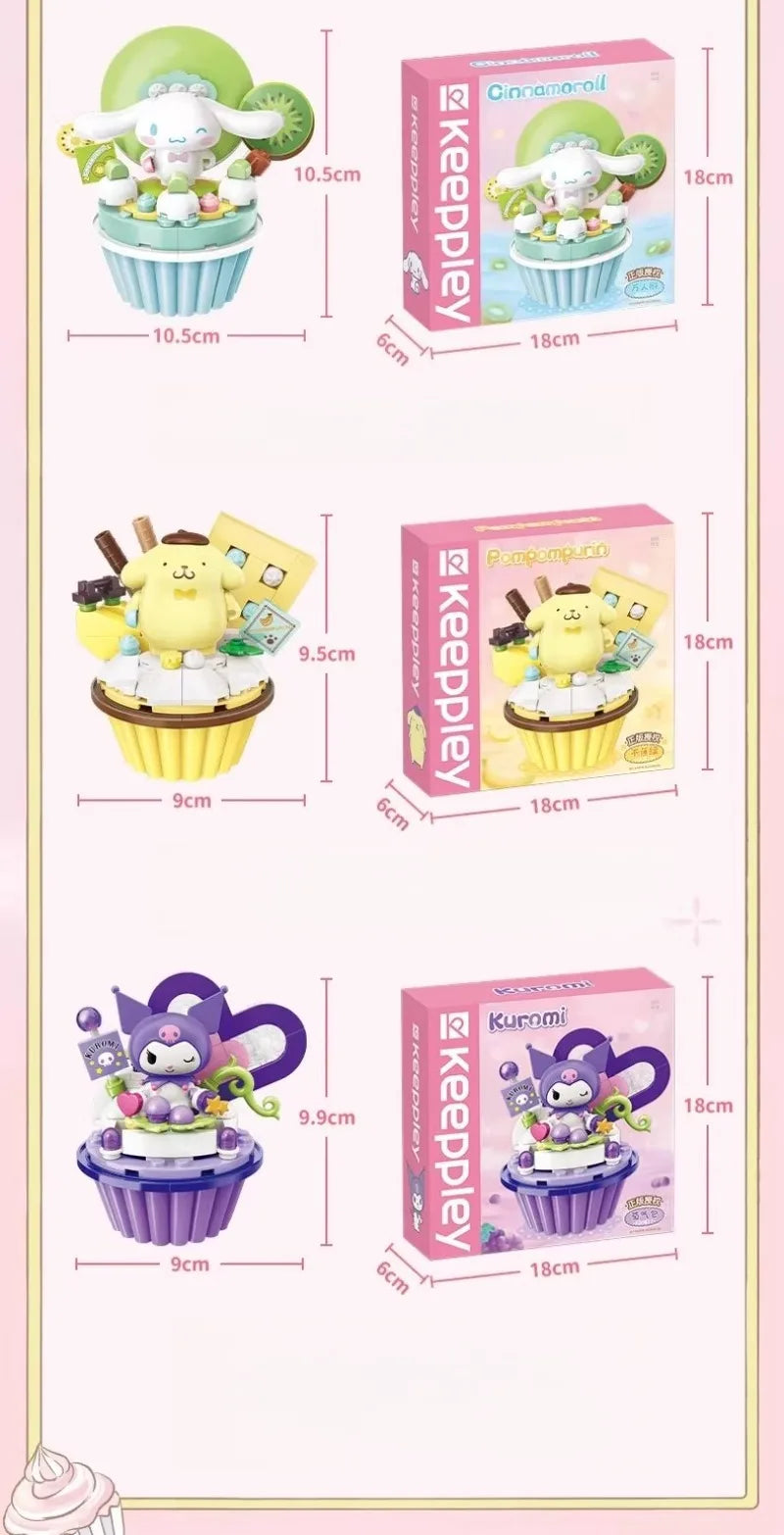 KEEPPLEY Sanrio Cake Cup Series Building Blocks Kuromi My Melody Cinnamoroll Pompompurin