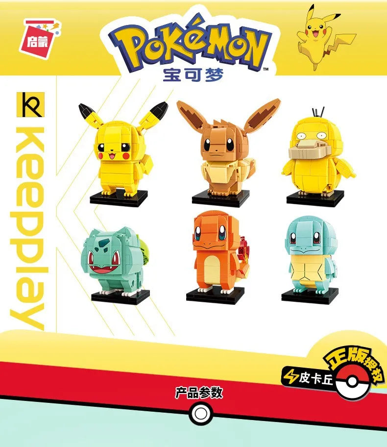 KEEPPLEY Pokémon Brickhead Series Building Blocks Pikachu Bulbasaur Psyduck