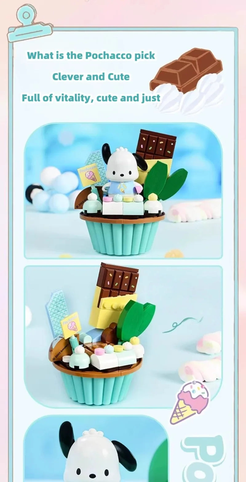 KEEPPLEY Sanrio Cake Cup Series Building Blocks Kuromi My Melody Cinnamoroll Pompompurin
