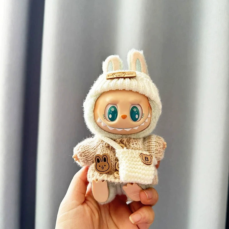 Labubu 17cm Plush Doll Clothes Outfit | K-Pop Inspired Overalls & Party Accessories (Clothing Only)