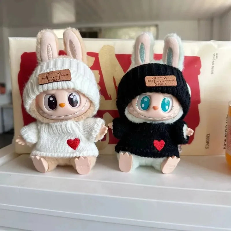 Labubu 17cm Doll Clothes & Accessories | Luxury Outfit with Sweater, Hat, Backpack, Mini Bag