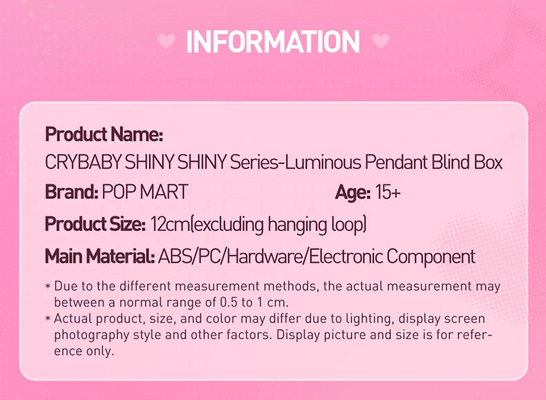 POP MART CRYBABY Shiny Shiny Series Luminous Pendant Blind Box