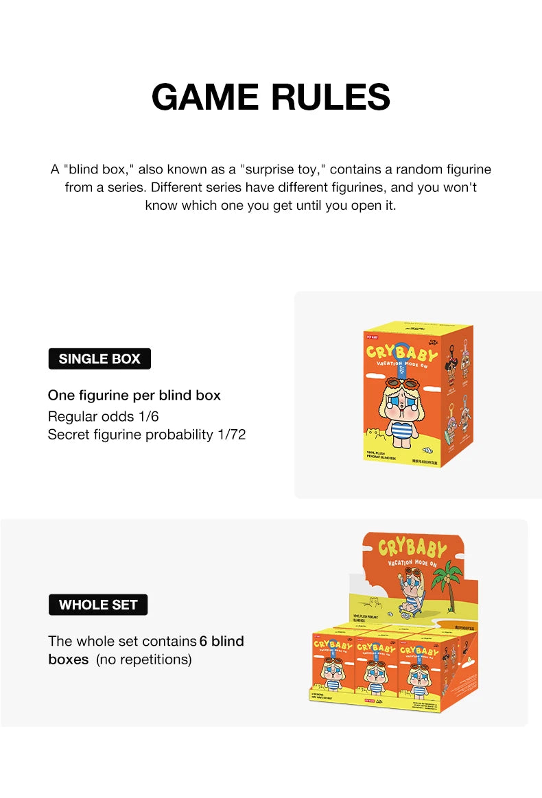 POP MART Crybaby Vacation Mode On Vinyl Plush Pendant Blind Box