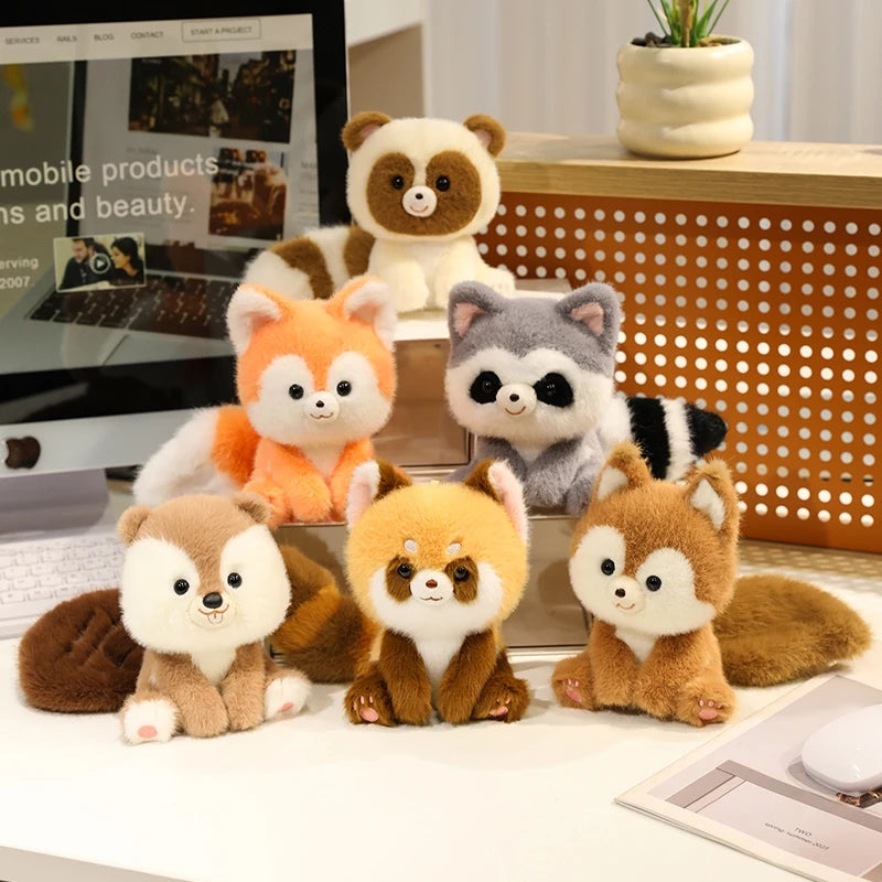Cute Sitting Animals Plush – Red Panda, Fox, Sloth, Cat, Capybara & Pig