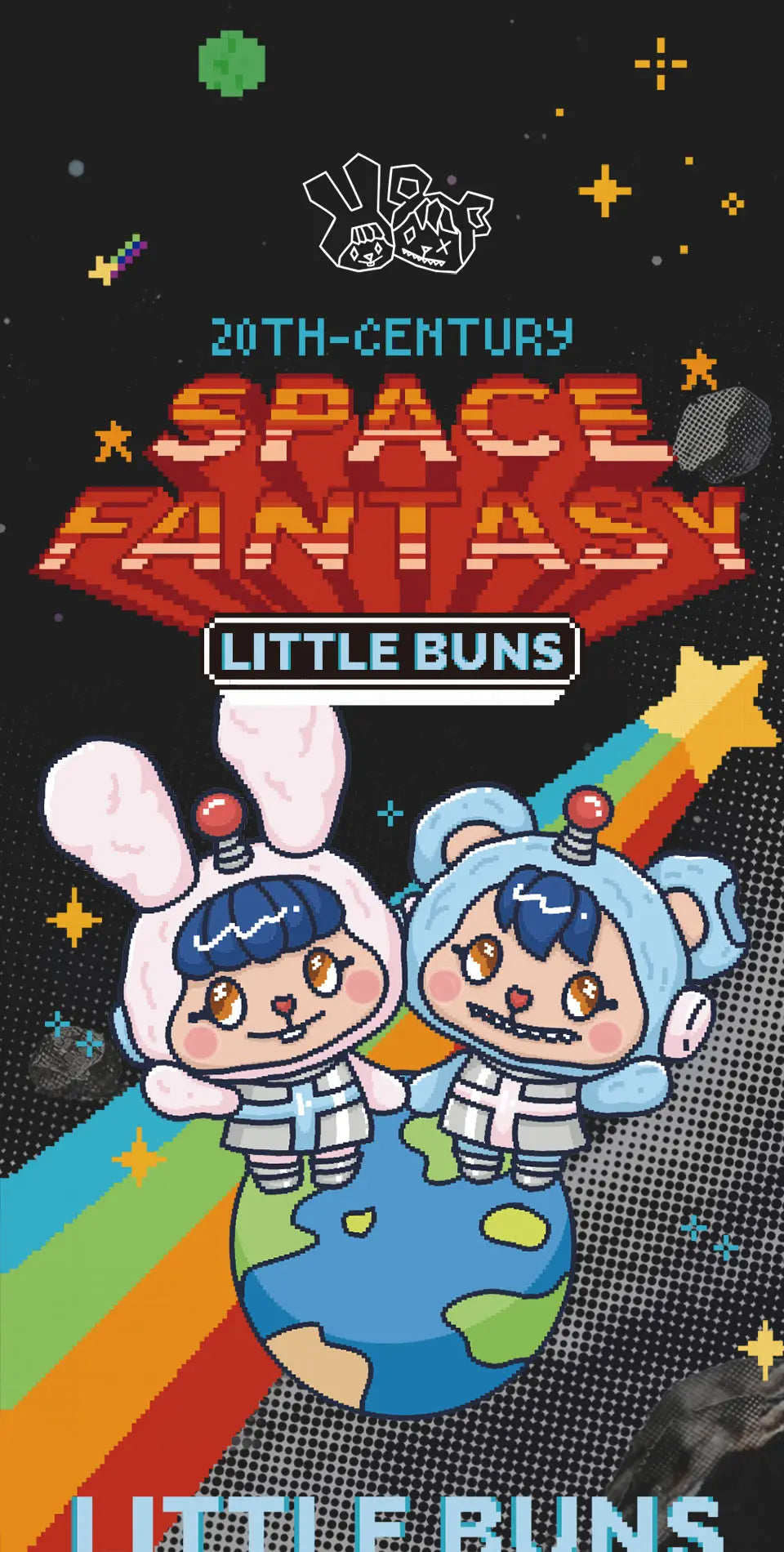 52TOYS Blind Box LITTLE BUNS 20th-Century Space Fantasy Series Plush box art view