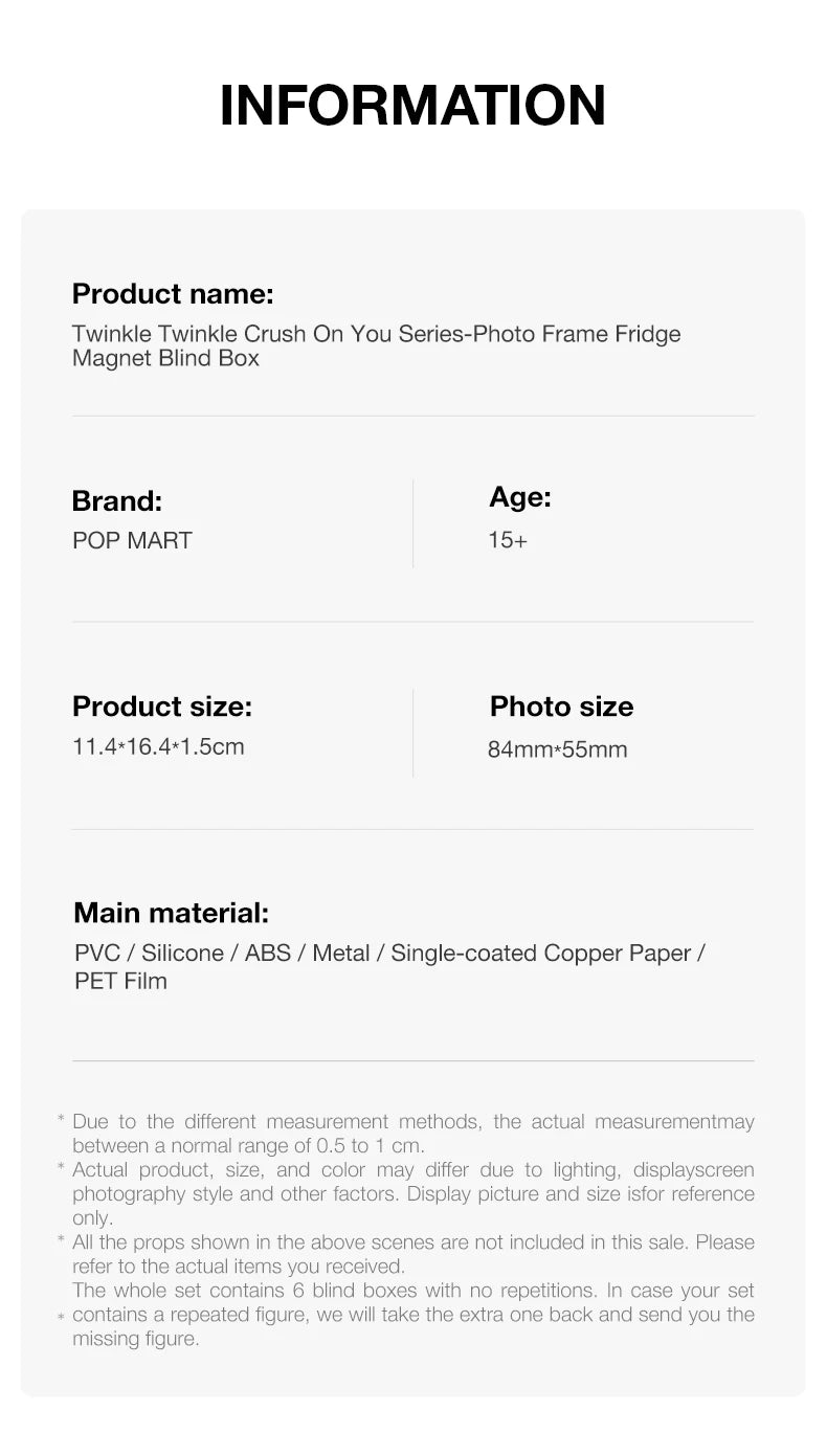 POP MART Twinkle Twinkle Crush On You Photo Frame Magnet Blind Box