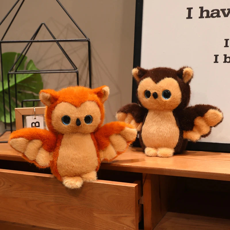 Orange&Brown Owl Plush Toy Kawaii Stuffed Animal with Big Sparkly Eyes packaging view
