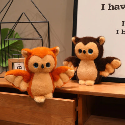 Orange&Brown Owl Plush Toy Kawaii Stuffed Animal with Big Sparkly Eyes packaging view