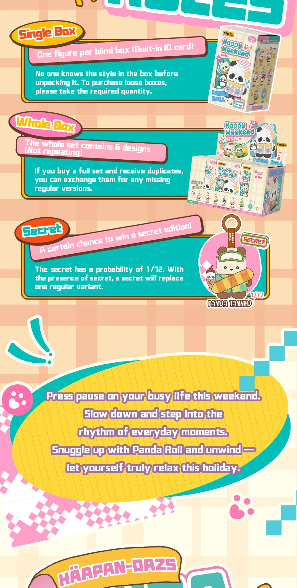 52TOYS Panda Roll Happy Weekend Series Blind Box Plush Collectible