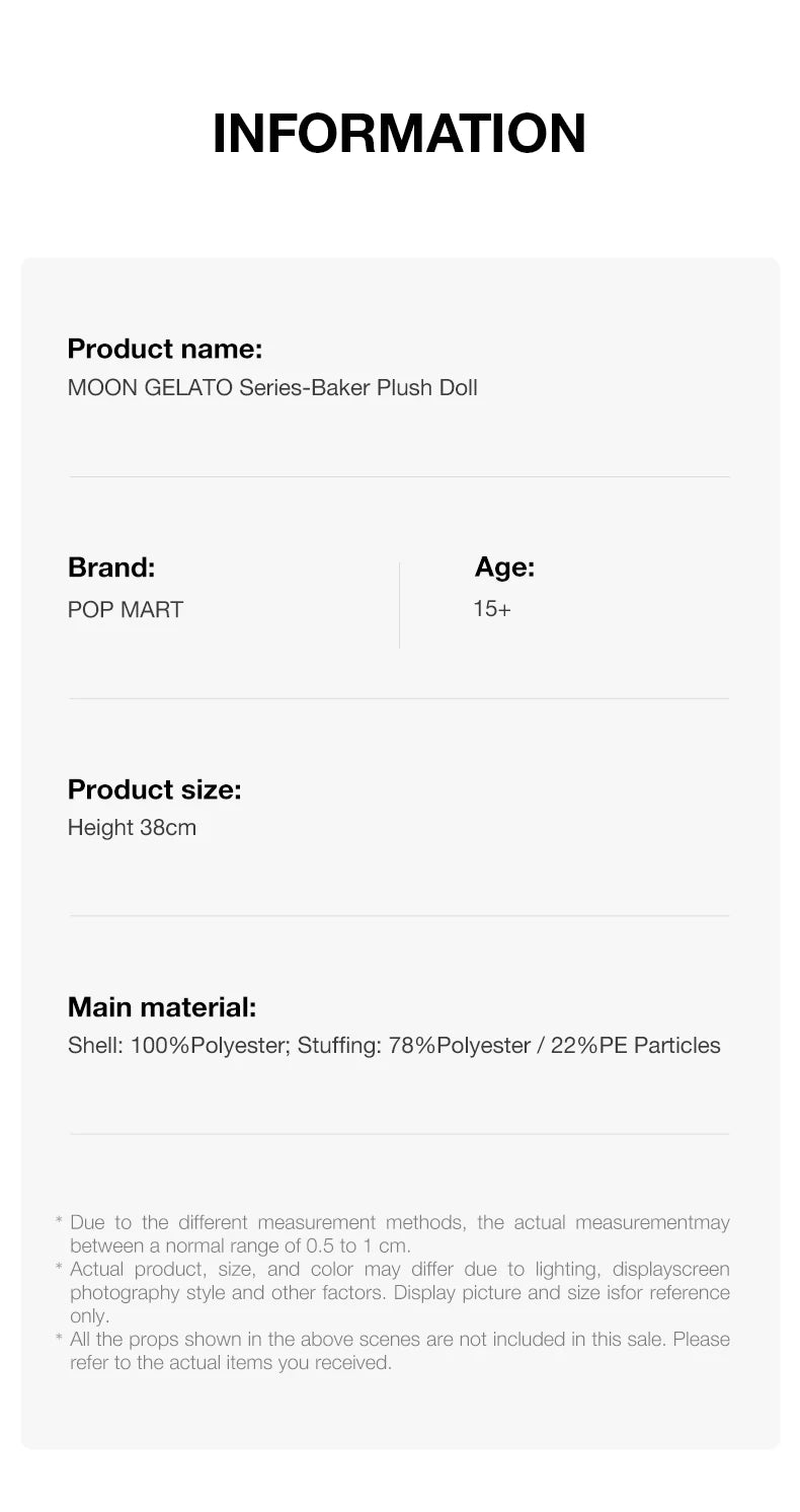 POP MART MOON GELATO Series-Baker Plush Doll image 9