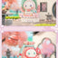 Cute character figurine with cherry blossom background