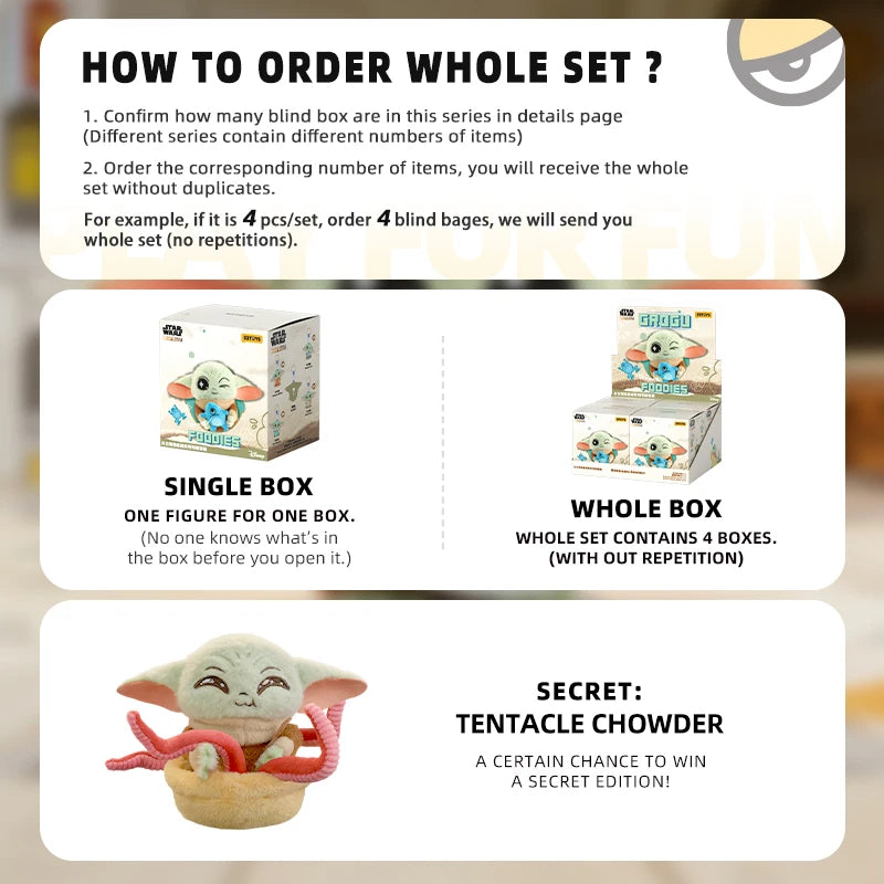 52TOYS Grogu Foodies Series Plush Blind Box Mystery display view