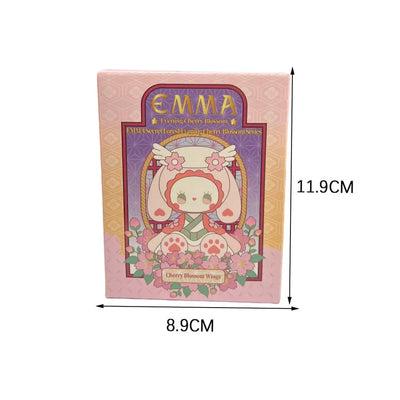 Product packaging with character illustration and dimensions on a white background