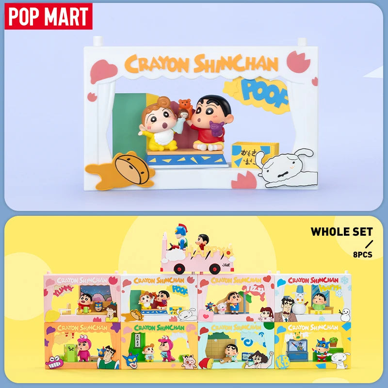 POP MART POP MART Crayon Shinchan Life Theatre Series Scene Sets1PC/8PCS POPMART Blind Box Anime Action Figure Cute Figurine
