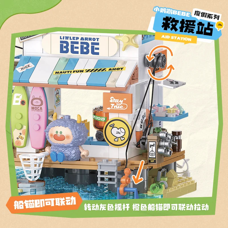 TOPTOY Building Block Parrot BEBE Vacation Series Building Block Small Particle Boy Girl  Assembled Toy Model Ornament Gift