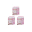 Three pink boxes with cartoon character on a white background - Nommi