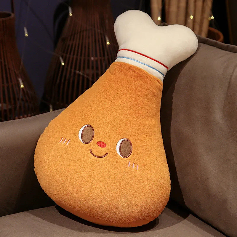 Fried Chicken Burger Plush Pillow – Kawaii Food Plush Toy
