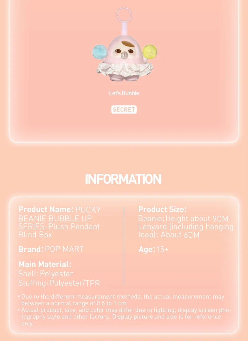 POP MART PUCKY Beanie Bubble Up Series Plush Pendant Blind Box