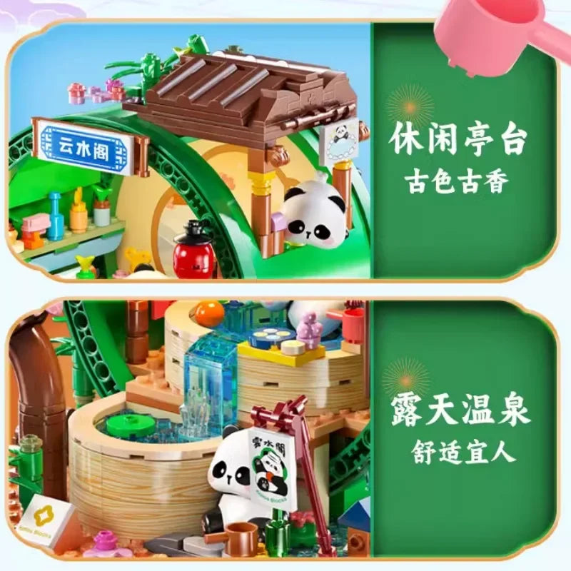 Panda Bamboo House Building Blocks Micro Block Set