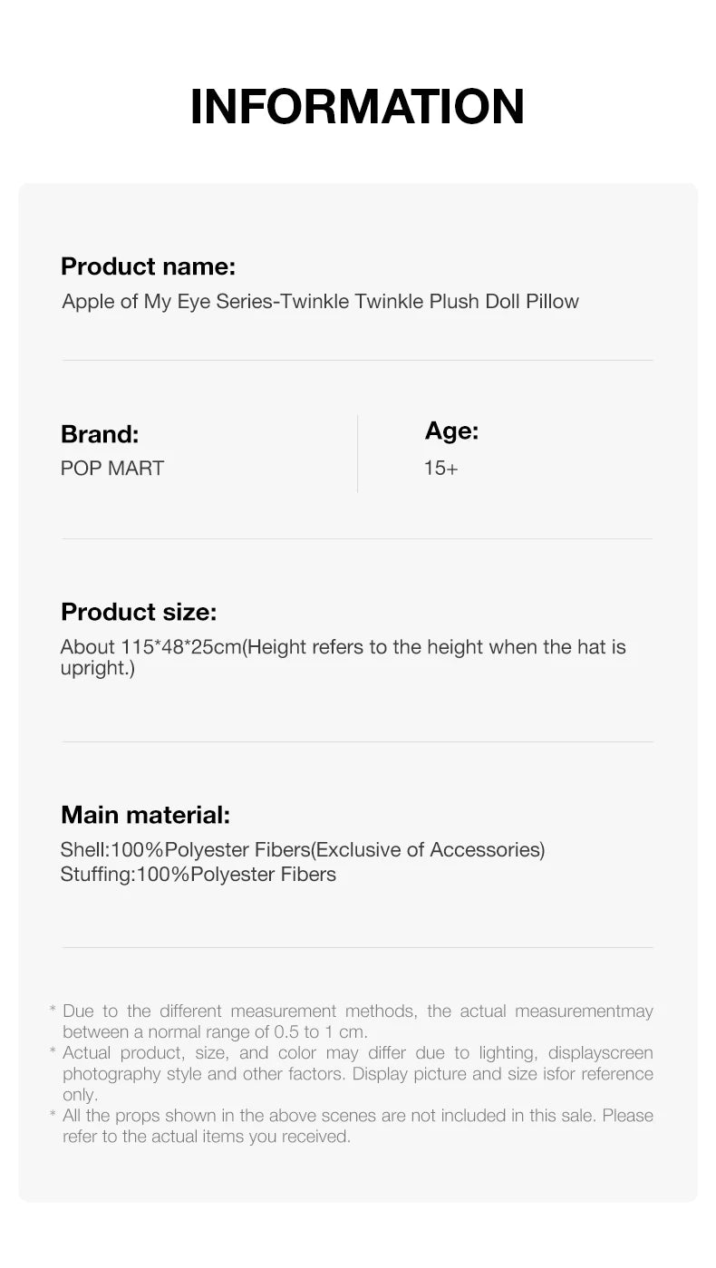 POP MART Apple of My Eye Twinkle Twinkle Plush Doll Pillow
