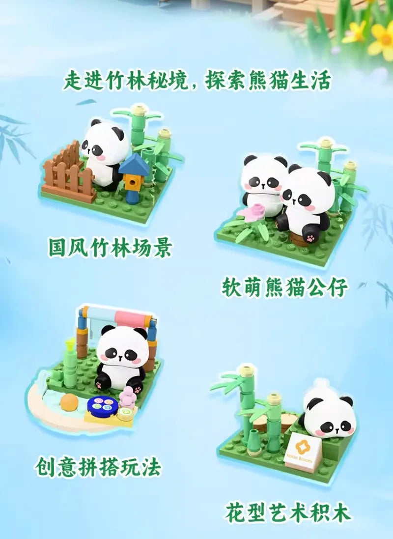 Panda Bamboo House Building Blocks Micro Block Set