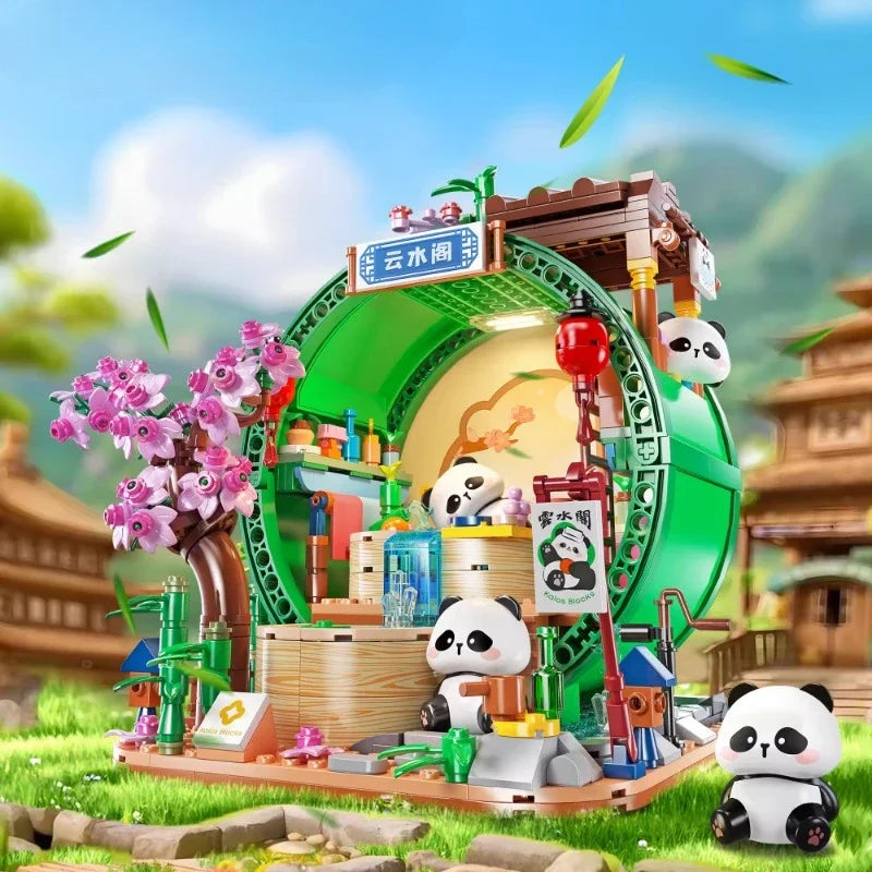 Panda Bamboo House Building Blocks Micro Block Set