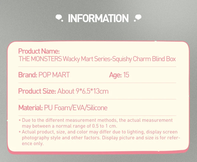 POP MART THE MONSTERS Wacky Mart Series Squishy Charm Blind Box