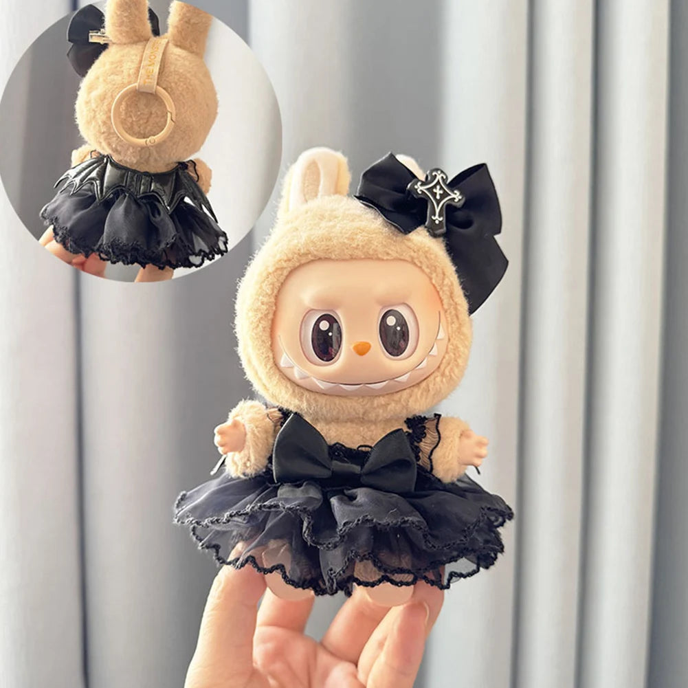 Labubu 17cm Plush Doll Clothes Outfit | K-Pop Inspired Overalls & Party Accessories (Clothing Only)