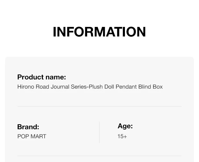 POP MART Hirono Road Journal Plush Doll Pendant Blind Box