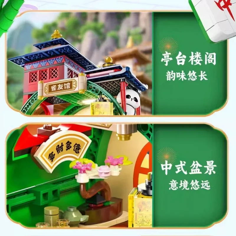 Panda Bamboo House Building Blocks Micro Block Set