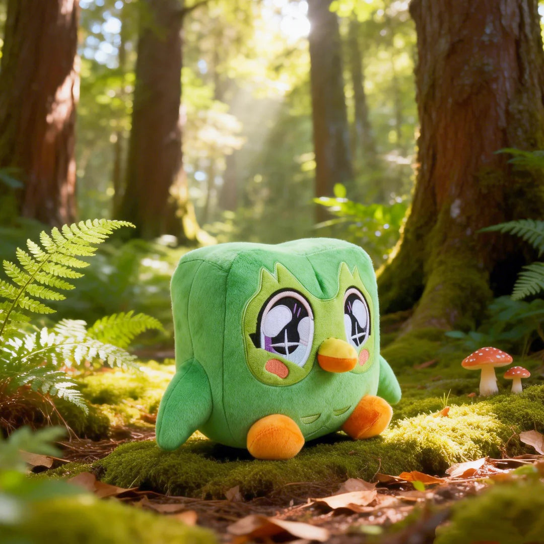 Kawaii Duolingo Green Owl Plush Toy Plushie of front product view