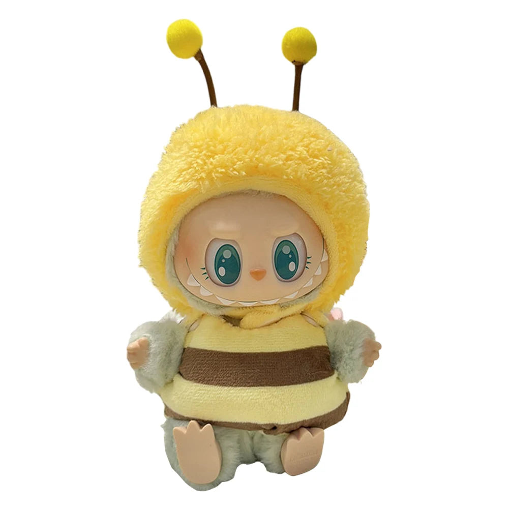 Labubu 17cm Plush Doll Clothes Outfit | K-Pop Inspired Overalls & Party Accessories (Clothing Only)
