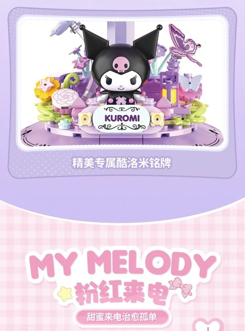 TOPTOY Sanrio Kuromi & My Melody Powder Dream Home Micro Building Blocks