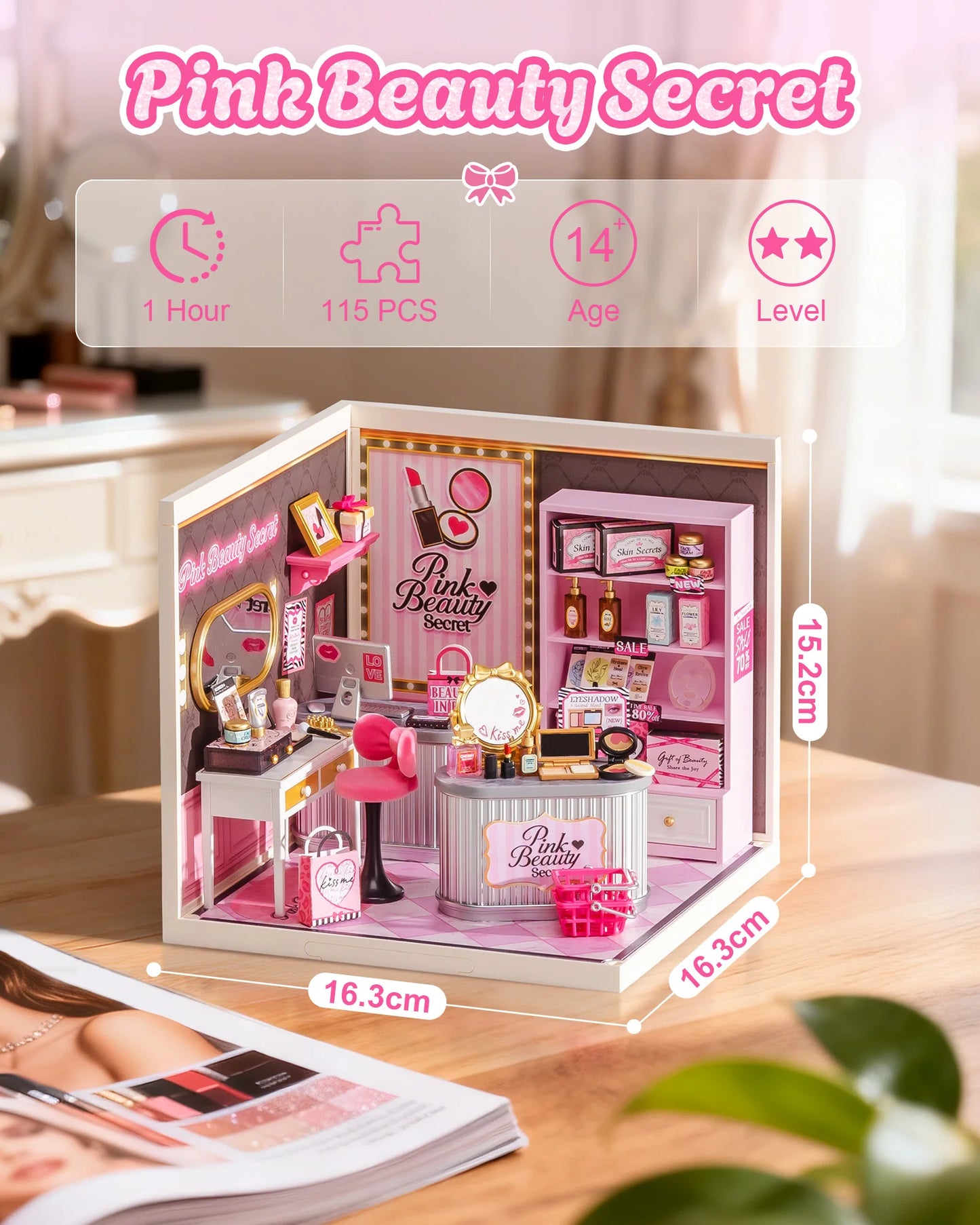 ROBOTIME Rolife Super Creator Series Pink Beauty Dollhouse front product view
