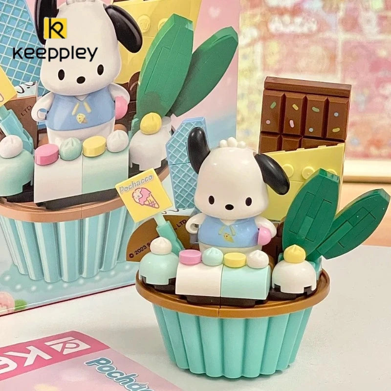KEEPPLEY Sanrio Cake Cup Series Building Blocks Kuromi My Melody Cinnamoroll Pompompurin