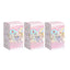Three cartoon-themed boxes with colorful designs on a white background