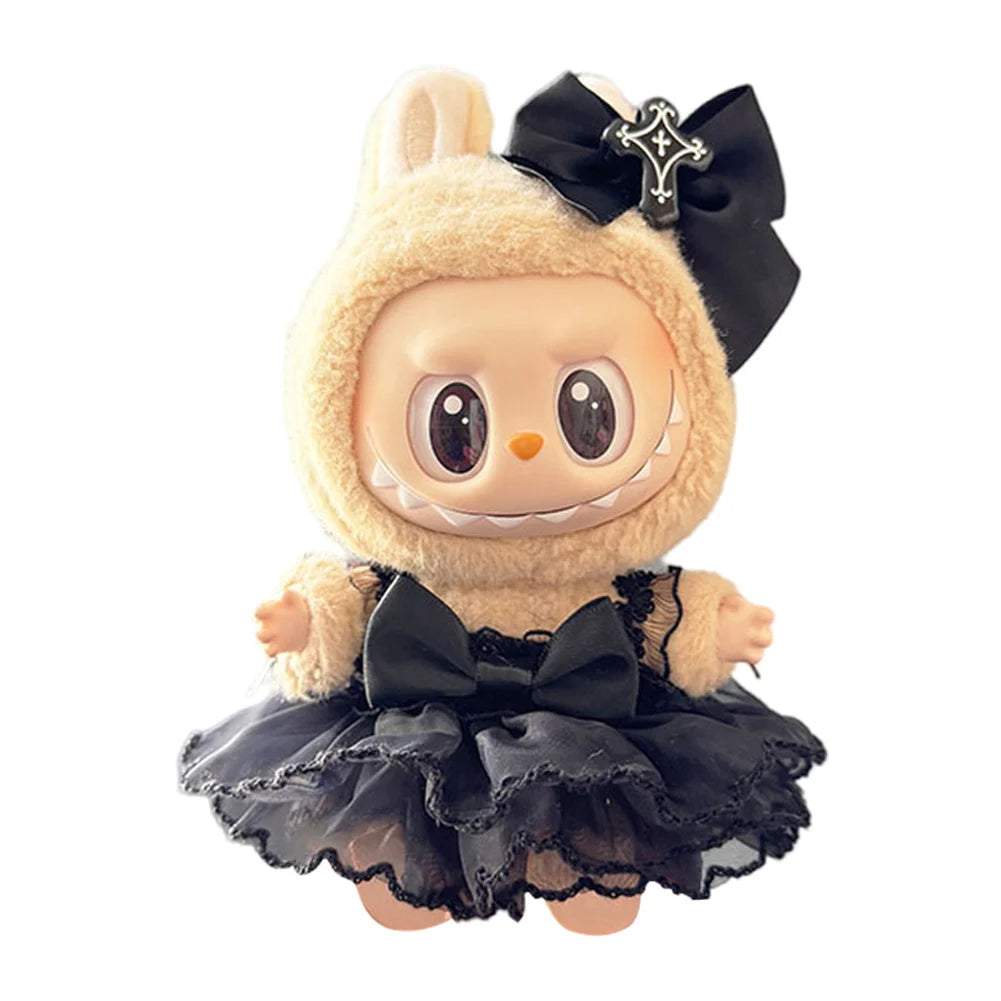 Labubu 17cm Plush Doll Clothes Outfit | K-Pop Inspired Overalls & Party Accessories (Clothing Only)