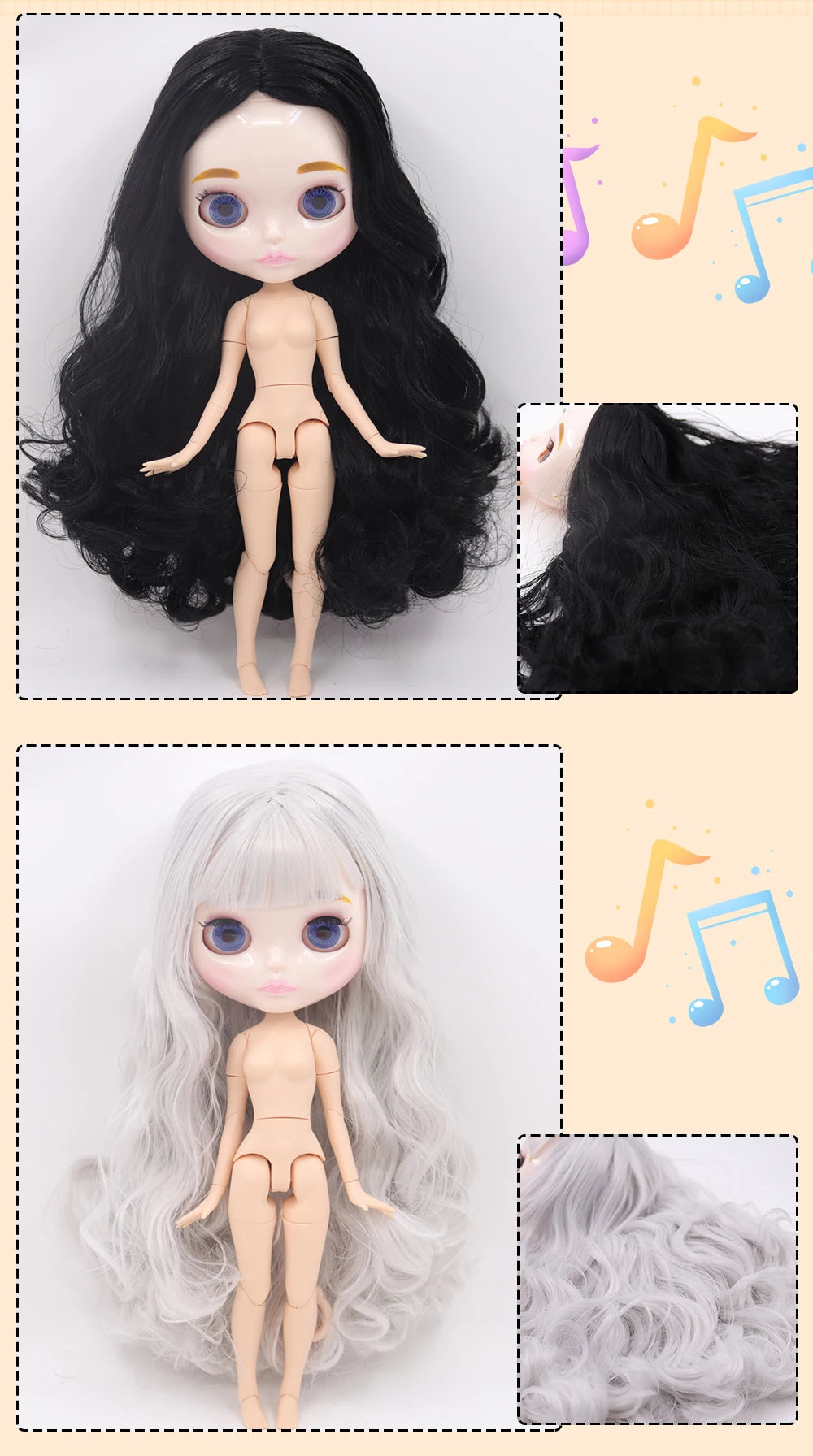 ICY DBS Blyth Doll Carved Lips Face White Skin Joint Body 1/6 BJD image 12
