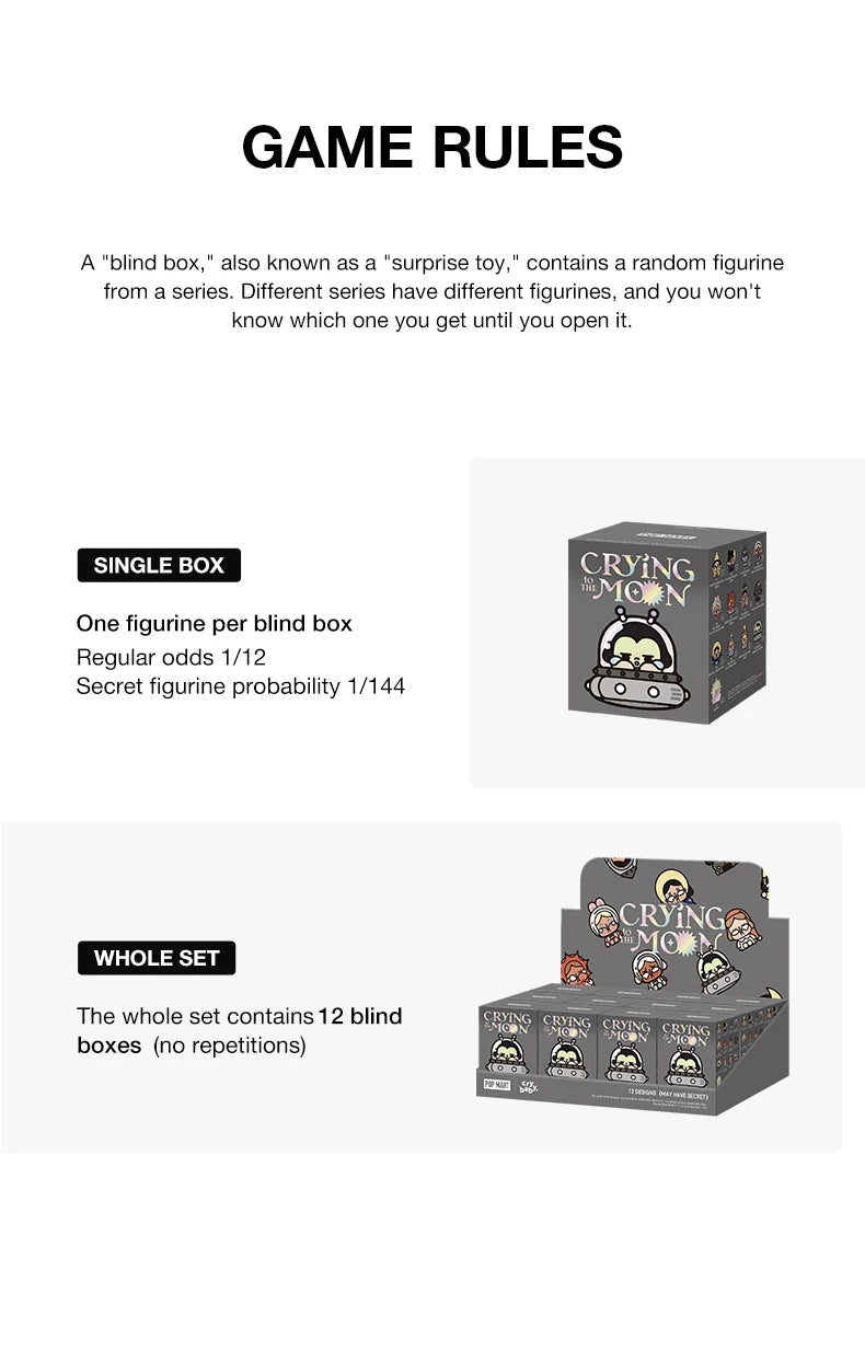 POP MART Crybaby Crying to the Moon Sitting Series Blind Box Figures