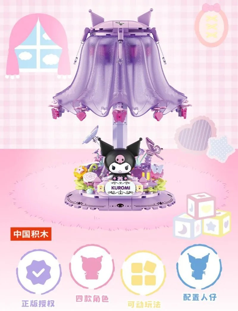 TOPTOY Sanrio Kuromi & My Melody Powder Dream Home Micro Building Blocks