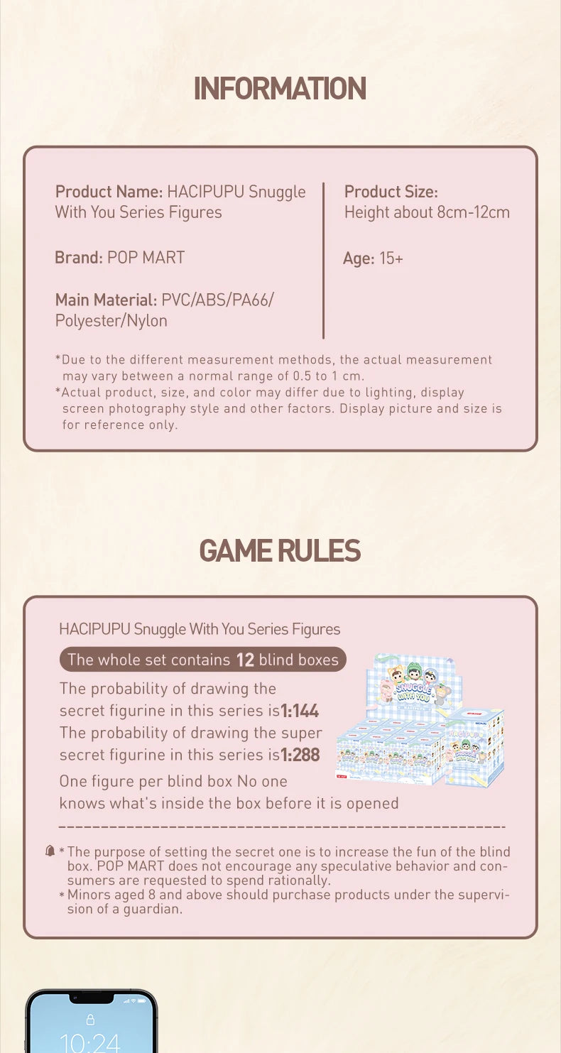 POP MART HACIPUPU Snuggle With You Series Blind Box Figures