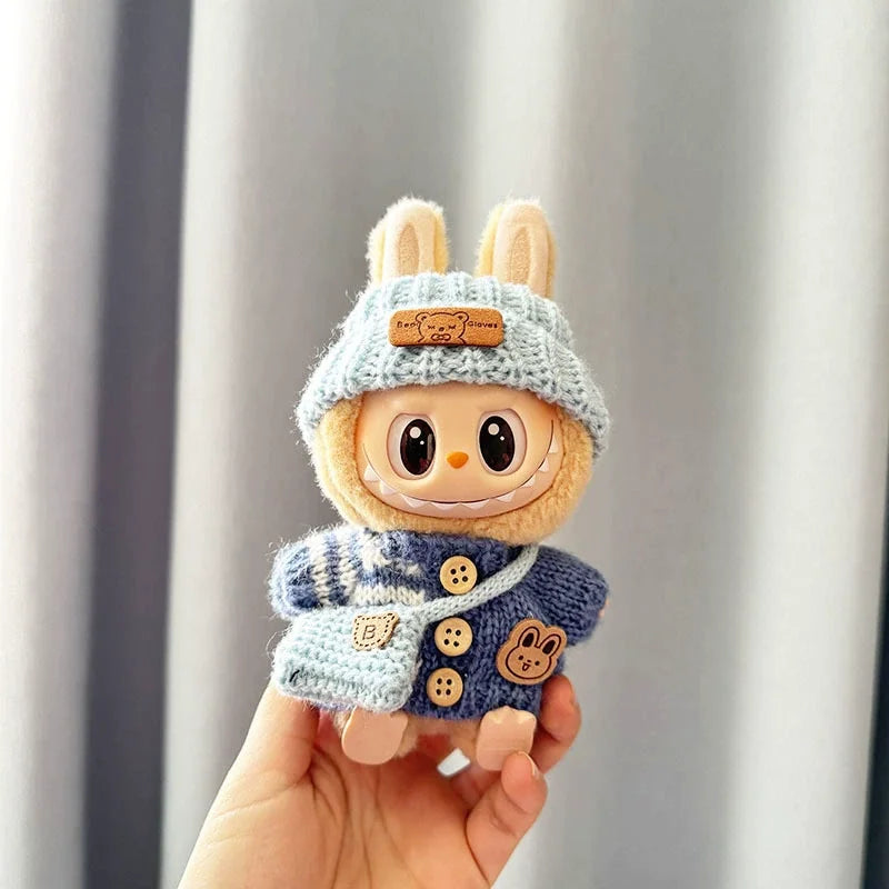 Labubu 17cm Plush Doll Clothes Outfit | K-Pop Inspired Overalls & Party Accessories (Clothing Only)