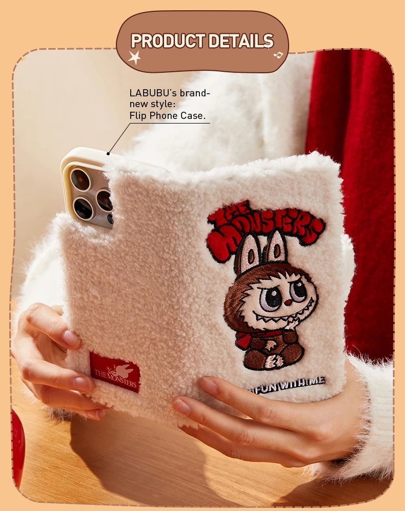 POP MART THE MONSTERS Classic Plush Flip Phone Case for iPhone Pro Max