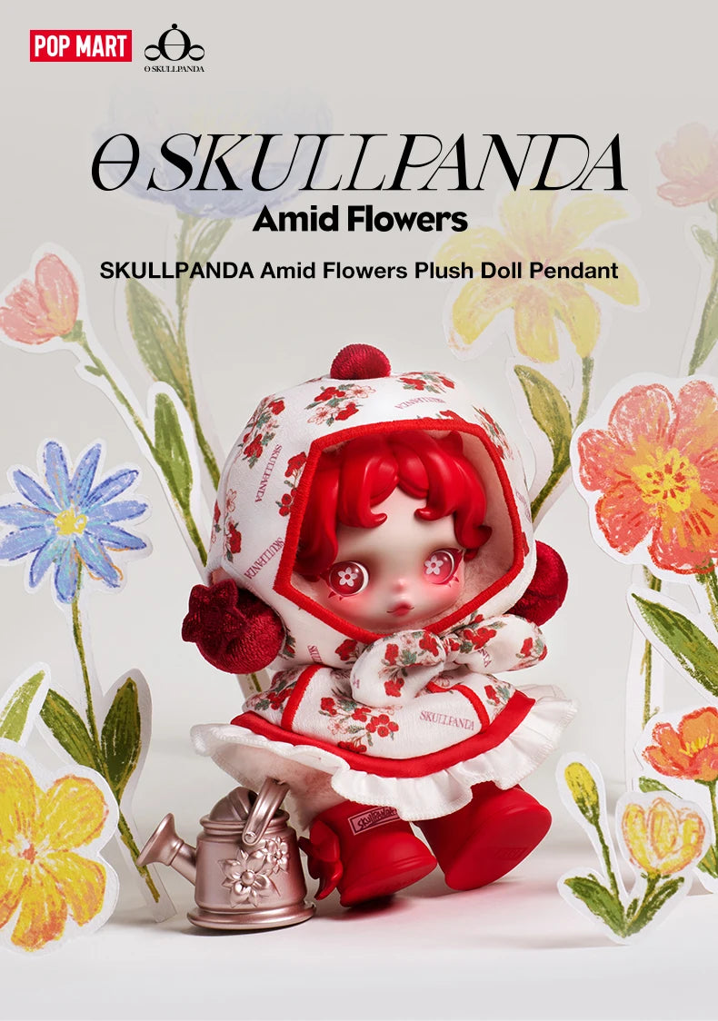 POP MART SKULLPANDA Amid Flowers Plush Doll Pendant collector view
