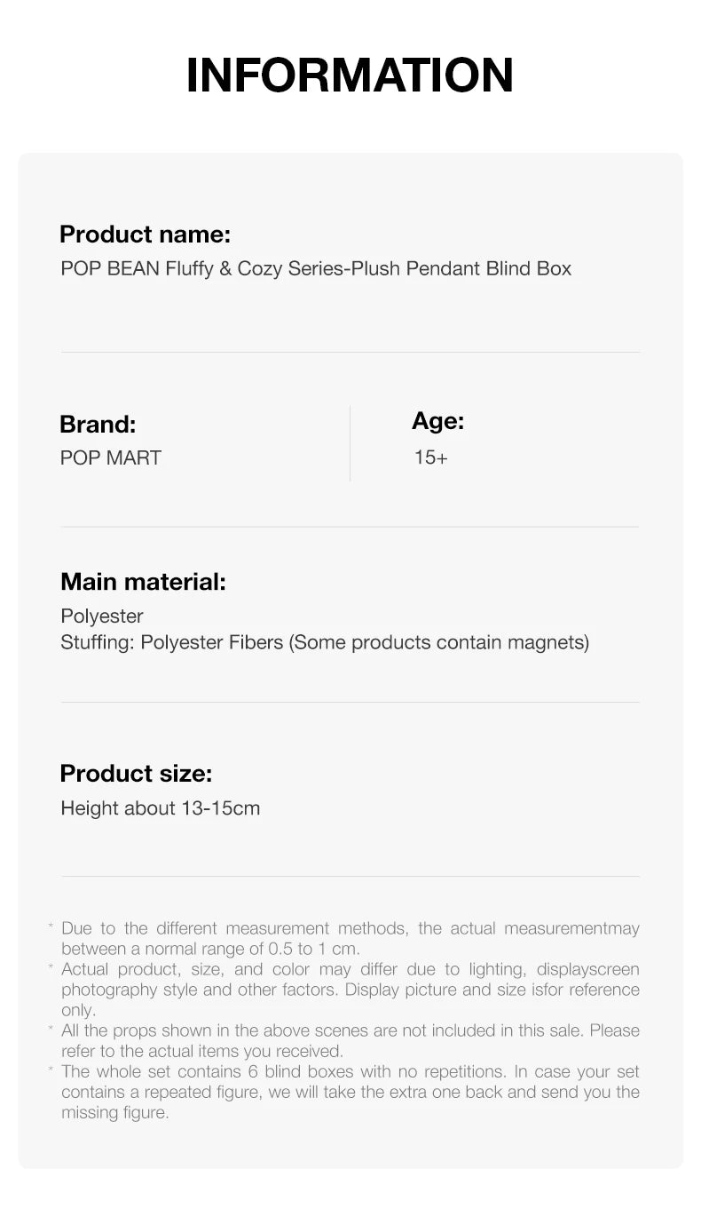 POP MART POP BEAN Fluffy & Cozy Plush Pendant Blind Box