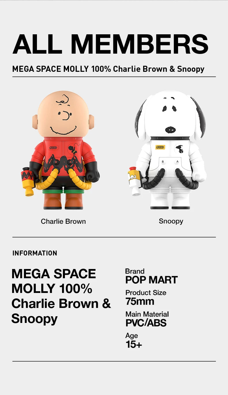 POP MART MEGA SPACE MOLLY Charlie Brown & Snoopy 100% Figure