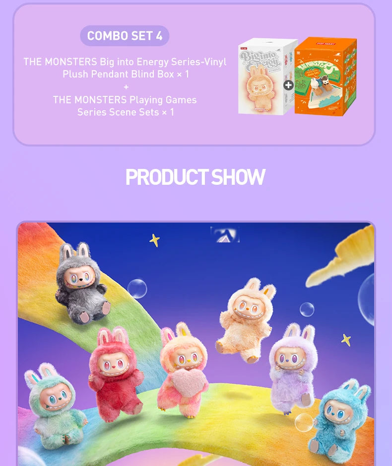 POP MART THE MONSTERS Combo Set 4 Big into Energy Pendant & Playing Games Blind Box