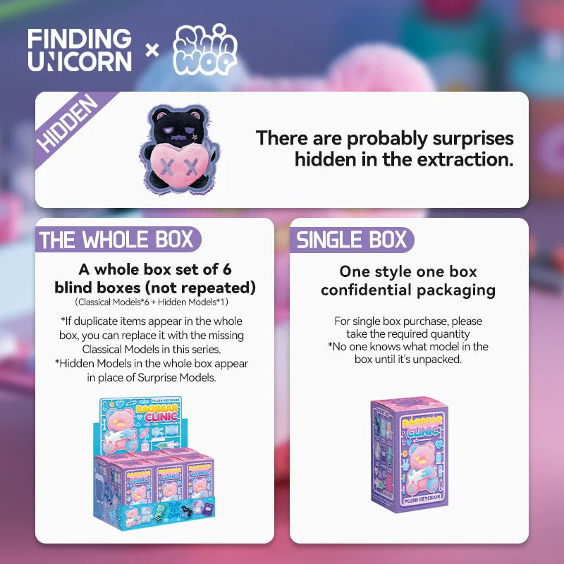 ShinWoo x Finding Unicorn Ragbear Clinic Series Plush Blind Box – Collectible Mystery Bears